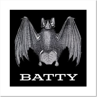 Batty Bat Halloween October Men Women Pun Humor Vintage Posters and Art